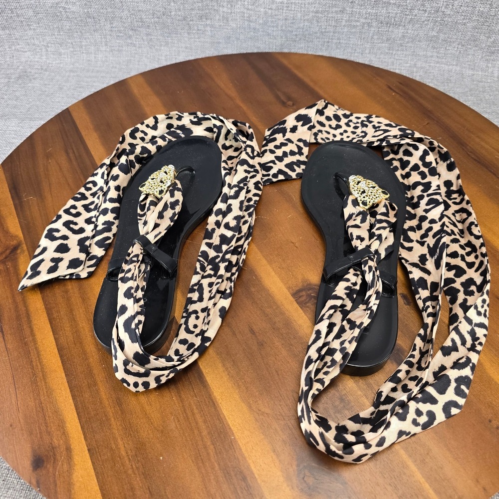 INC International Concepts Malana Leopard‎ Print Ankle Wrap Thong Sandals Size 5 - Picture 7 of 8